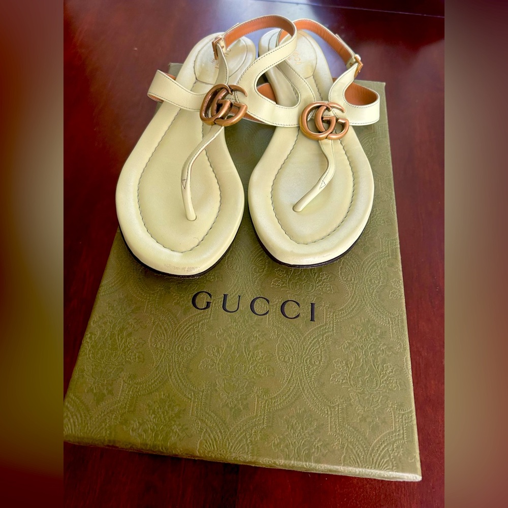 Gucci Pistachio Green Marmont Double G Sandal Logo 38.5